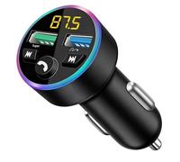 Trasmettitore FM per auto, adattatore Bluetooth 5.0, lettore MP3, trasmettitore FM in metallo, con doppia chiamata a mano libera, QC 3.0, caricatore per accendisigari rapido