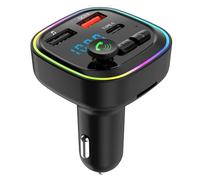 Trasmettitore FM per auto, Bluetooth, kit MP3 wireless, ricarica rapida, QC3.0, 2 porte USB e 1 porta di tipo C, trasmettitore Bluetooth per auto, supporto scheda USB/TF, chiamate in vivavoce