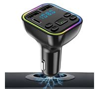 Trasmettitore FM per Auto, Trasmettitore Auto FM - Trasmettitore FM Wireless con 3 Porte - Adattatore stereo Automatico, Ricevitore Audio Automobile per Ricarica Smartphone