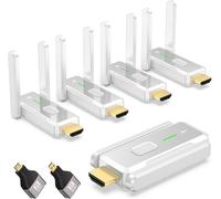 Trasmettitore HDMI Wireless e 4 Ricevitori, Portata 150m HDMI Wireless, 1080P@60Hz Doppia Banda 2.4G/5G per Streaming, Conferenze da PC a TV/Monitor/Proiettori, Plug and Play