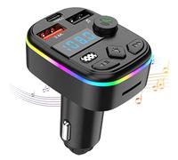 Trasmettitore Radio FM Per Auto - Trasmettitore FM Wireless Per Auto 5.0 | Lettore MP3 Per Auto Con Display A LED, Angolo Regolabile Di 180°, Caricabatteria Per Auto A Ricarica Rapida, Luce Colorata,