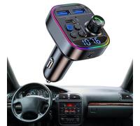 Trasmettitore radio FM senza fili, trasmettitore FM per auto - 7 colori CAR smartphone trasmettitore caricabatterie - Adattatore per lettore FM per auto FM per chiamate a mano coppia