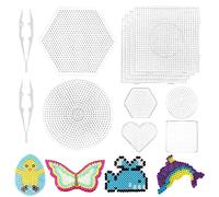 Trasparente Base per Perline Da Stirare, 10 Pezzi Pegboard per Perline a Fusione, Con 2 Pinzetta 6 Grandi, 4 Piccole, 5 Mm, Vari Motivi, per Realizzare Lavori Artigianali Fai Da Te
