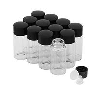 Trasparente Fiale di Vetro da 10 ml con Tappi a Vite e Tappi di Plastica, Flacone del Campione di Liquido Piccolo, Flacone a Prova di Perdite, 12 Pezzi