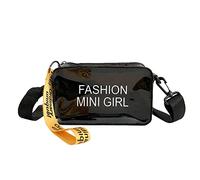 Trasparente Jelly Piccola Borsa Donna Moda Crossbody Bag Moda Estate Una Spalla Messenger Borse Per Adolescenti Pvc Borsa Carina Donna Frange Messenger Borse, Nero , Taglia unica