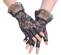 Trasparente Moda Floreale Decor Guanti Elastico Matrimonio Galateo Da Sposa Mezza Dita Vedere Attraverso Polsino Del Merletto Polsini Per Le Donne Del Polsino Tessuto Per Moda Multi Colore, Nero