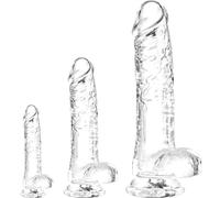 Trasparente Realistico Suction Dildo 3-Size (6/8/11in) TPE WP Silicone-Free with Balls for Anal & Vaginal Use