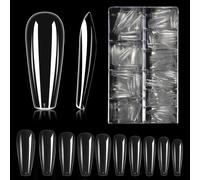 Carehabi Trasparente Unghie Tips Set, 500 Pezzi di Punte Per Unghie Finte Acriliche Artificiali con Custodia per Studi di Unghie e Nail art Fai da te a Casa 10 Misure