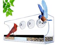 Trasparenter Fenstervogelfutterbehälter - 30 cm Acryl Vogelhäuschen Mit Saugnapf | Anti-Verschüttungs-Design Und Rutschfeste Sitzstange Für Finken Und Andere Vögel - Oder Größen Für Wohnung, Terrazza