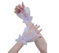 Traspirante Braccio Coperture Con Arco Cuore Modelli Unghie Pura Arte Puntelli Foto Comode Maniche Trasparenti Elastici Foto Accessori, bianco, Purple bow