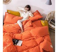 Traspirante Confortevole Lusso Duvet Cover Set,con Federe Foglio Letto,Accogliente Resistente Durevole Chiusura con Zippered Copripiumino-Arancione Singolo 3pcs 150x200