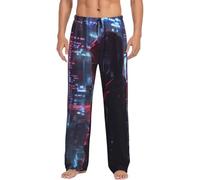 Traspirante elegante Hacker Era Print Sleepwear, elastico in vita Lounge Sleep Pants con tasche, Nero , XXL