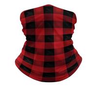 Traspirante Fascia per Capelli, Passamontagna Red Black Buffalo Check Plaid Antivento Sciarpa a Tubo per Uomo Campeggio Donna
