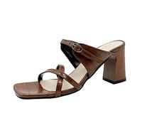 Traspirante Lace-up Toe-knob Sandali Scarpe Donna Moda Casual Tacchi Alti Sandali Donna Sandali Taglia 11 Larghezza Larga Comfort, Marrone, 40 EU