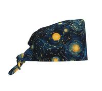 Traspirante Lavoro Cap Scrub Cap Cielo Stellato Infermieristica Medico Chirurgo Cap Unisex Donne Uomini Elastico Benda Cravatta
