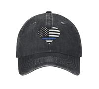 Traspirante Polizia E Forze Dell'ordine Sottile Linea Blu Cuore San Valentino Cuore Moda Unisex Cotone Berretto da Baseball Outdoor Adulto Cappello Denim Regalo