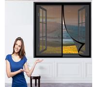 Traspirante Zanzariere Magnetiche 175 x 150 cm Zanzariera Magnetica Finestra Circolazione Dell'Aria Naturale Autoadesivo Zanzariera Zanzariere per Finestre per Finestre Schermo, Nero