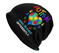Traspiranti Beanie Elastico Seeing The World Differently Autism Awarenes Skull cap Unisex Slouch Beanie Hat per Arrampicata, Chemio, Alopecia