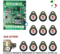 TRASPONDER KIT 10 CHIAVI ELETTRONICHE PROSSIMITÀ AUTOMATISMO 12 Vac DUE LETTORI