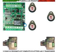 TRASPONDER KIT 3 CHIAVI PROSSIMITÀ 2 LETTORI ANTIFURTO CODICE UNIVOCO 12 Vcc