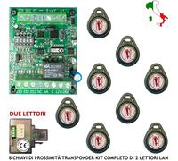TRASPONDER KIT 8 CHIAVI CHIAVE ELETTRONICA PROSSIMITÀ AUTOMATISMO 12 V 2 LETTORI