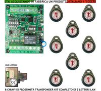 TRASPONDER PROSSIMITÀ KIT 8 CHIAVI DUE LETTORI ANTIFURTO CODICI CASUALI ALLARME