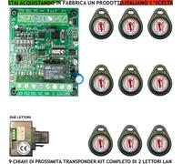 TRASPONDER PROSSIMITÀ KIT 9 CHIAVI DUE LETTORI ANTIFURTO CODICI CASUALI ALLARME