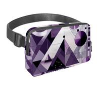 Trasporta comodamente i tuoi oggetti essenziali con il nostro marsupio regolabile per passeggiate, escursioni e ciclismo, motivo geometrico astratto viola, Multicolore#02, 1.5x9.0x5.9in/4x23x15cm