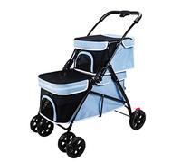 Trasportini e passeggini per gatti a doppio strato, Carrello per cani 4 ruote Passeggino da viaggio Pieghevole per animali domestici per gatti Cani Carrozzina Paesaggio alto Assorbimento degli ur