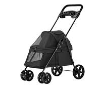 Trasportini e passeggini per gatti Premium Passeggini per cani e gatti di taglia piccola e media, Passeggini a 4 ruote per cuccioli di coniglio, passeggino facile da piegare, con cestino portaogg