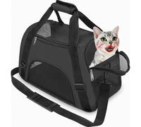 Trasportino morbido per cani e gatti, borsa da viaggio pieghevole approvata dalle compagnie aeree, taglia media, colore nero.