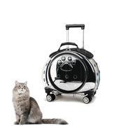 Trasportino per Gatti con Ruote - Zaino Trolley Rigido Trasparente e Traspirante per Gatti e Cani Fino a 10 kg, Ruote Silenziose a 360°, Spallacci Rimovibili e Schienale Ventilato(Black)