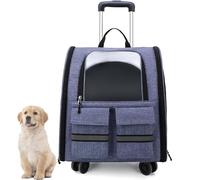 Trasportino Pieghevole per Cani E Gatti, Borsa Da Viaggio Con Telaio Robusto, Carrello E Manico Telescopico, Ruote Pieghevoli E Tasche Portaoggetti (Grande 36x31x50cm)