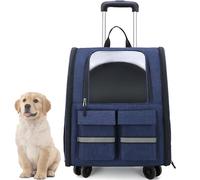 Trasportino Pieghevole per Cani E Gatti, Borsa Da Viaggio Con Telaio Robusto, Carrello E Manico Telescopico, Ruote Pieghevoli E Tasche Portaoggetti (Grande 36x31x50cm)