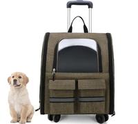 Trasportino Pieghevole per Cani E Gatti, Borsa Da Viaggio Con Telaio Robusto, Carrello E Manico Telescopico, Ruote Pieghevoli E Tasche Portaoggetti (Grande 36x31x50cm)