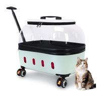Trasportino trasparente con ruote e maniglia, custodia da viaggio portatile per gatti e cani, trasportino da cabina per auto, treno e visite veterinarie