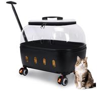Trasportino trasparente con ruote e maniglia, custodia da viaggio portatile per gatti e cani, trasportino da cabina per auto, treno e visite veterinarie