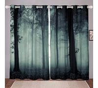Trattamenti per finestre con stampa ad albero Paesaggio naturale Tende per finestre Bosco Tenda per bambini Adulti Amante della natura Tenda per finestre Grigio Ultra Soft Room Decor W66* L90