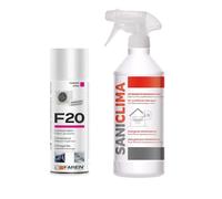 Trattamento Igienizzante per Climatizzatori, Faren F20 e Saniclima Detergente, rimuove sporco, germi, batteri, rinfresca e purifica l'aria (Saniclima + Igienizzante F20)