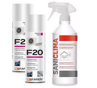 Trattamento Igienizzante per Climatizzatori, Faren F20 e Saniclima Detergente, rimuove sporco, germi, batteri, rinfresca e purifica l'aria (Saniclima + 2pz Igienizzante F20)