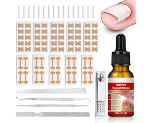 Trattamento per unghie incarnite, correttore per unghie incarnite, kit 9 in 1 con gocce di sollievo per il disagio delle unghie dei piedi, kit di rimozione delle unghie incarnite con cerotti