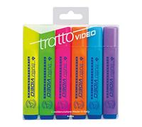 Evidenziatore Tratto Video - punta a scalpello - tratto da 1,0-5,0mm - astuccio 6 colori - Tratto