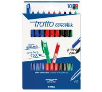 TRATTO - 832700 - Penna sfera Cancellik- cancellabile - punta 1,0mm - 10 colori assortiti - Tratto - astuccio 10 pezzi - 80150 - Conf. da 1 Pz. - 832700