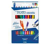 Tratto Cancellik Penne Cancellabili 10 Colori Doppia Gomma Punta 0,4 mm