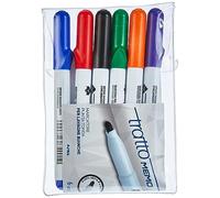 Pennarello a secco Tratto Memo per lavagne cancellabili - punta conica - tratto 2,5mm - astuccio 6 colori - Tratto
