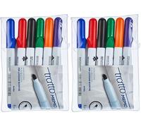 Tratto Memo, Marcatore per Lavagna Punta Tonda Busta 6 pz, 6 Colori (Confezione da 2)