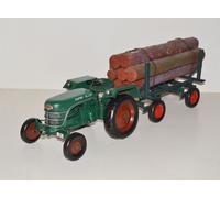 Trattore A Filo Modello Oldtimer Kramer Con Rimorchio In Legno L 59 Cm