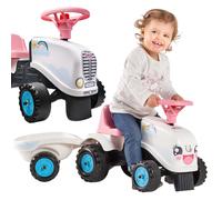 Trattore a pedale Falk Rainbow bianco con rimorchio per bambini da 1 anno