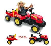 Trattore a Pedali con Rimorchio Carro Cavalcabile per Bambini Giocattolo