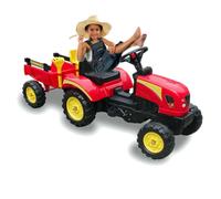 Trattore a Pedali con Rimorchio Carro Cavalcabile per Bambini Giocattolo Rosso
